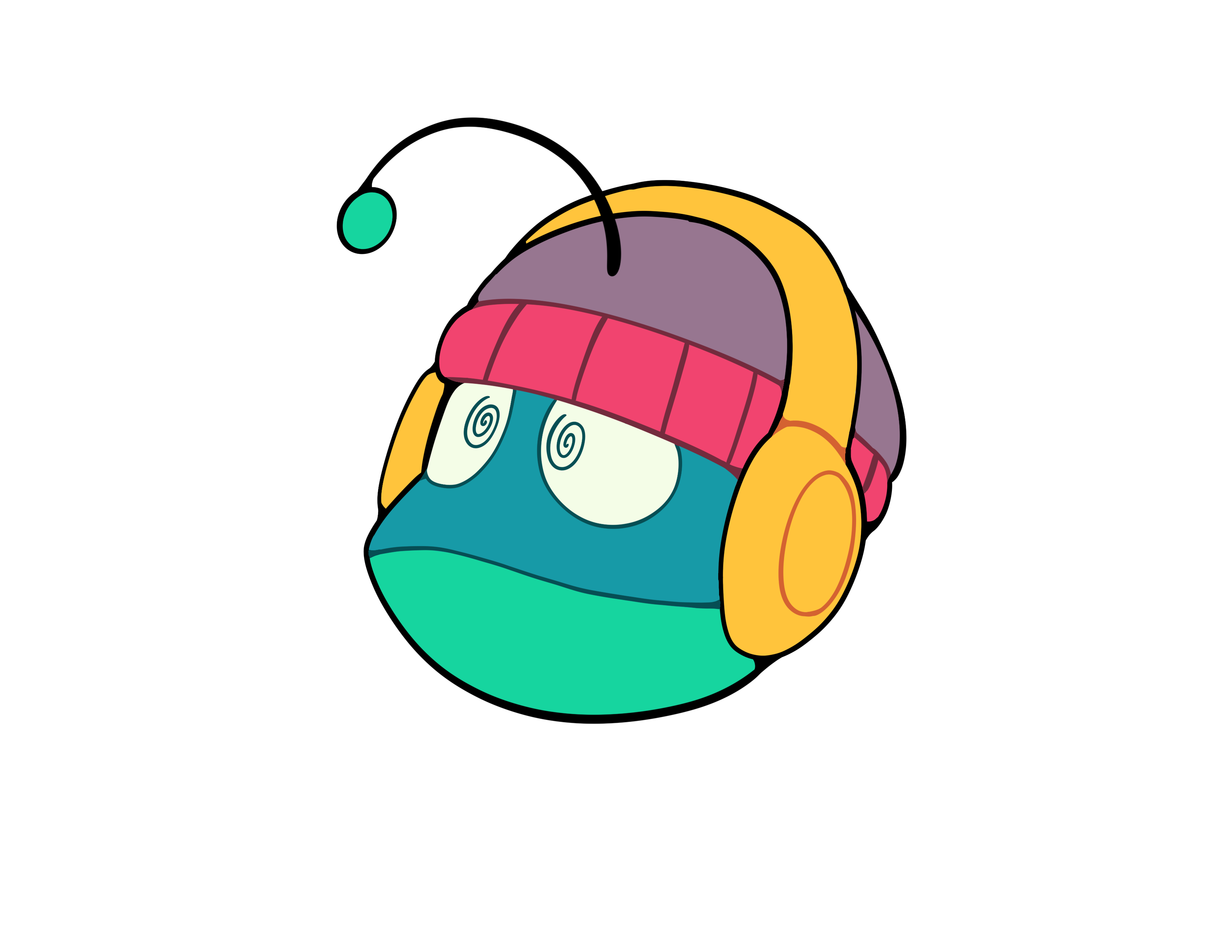 Blue and green shark alien mascot icon