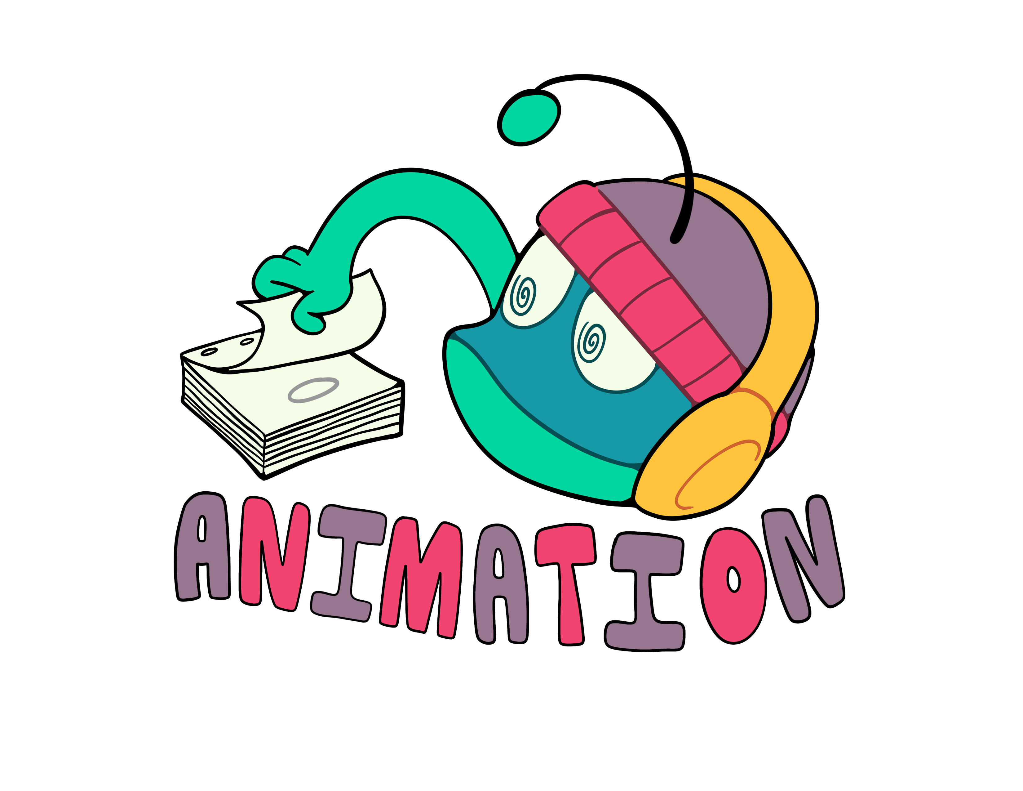 Blue and green shark alien mascot animation icon