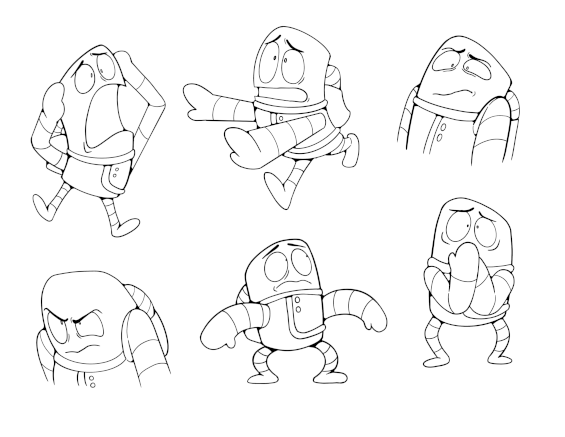 A collection of expressions and poses of astronaut character